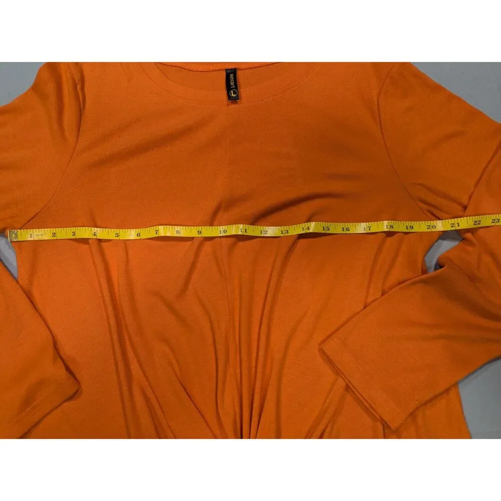 Hot Gift Women’s Orange Long Sleeve Twist Front Tunic Top Casual Fall